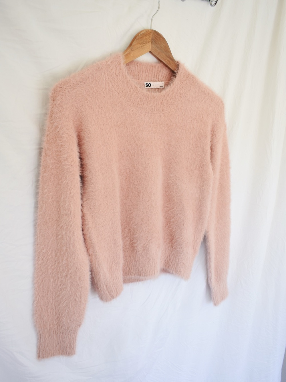 SO Fuzzy Crewneck Sweater in Blush Pink